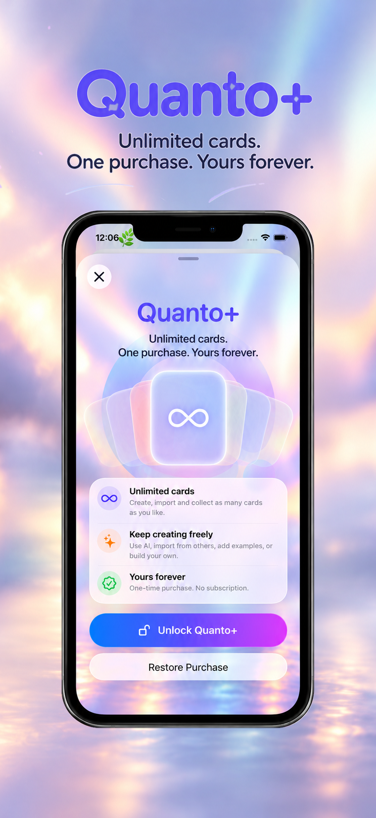 Quanto Plus with unlimited cards and a one-time purchase